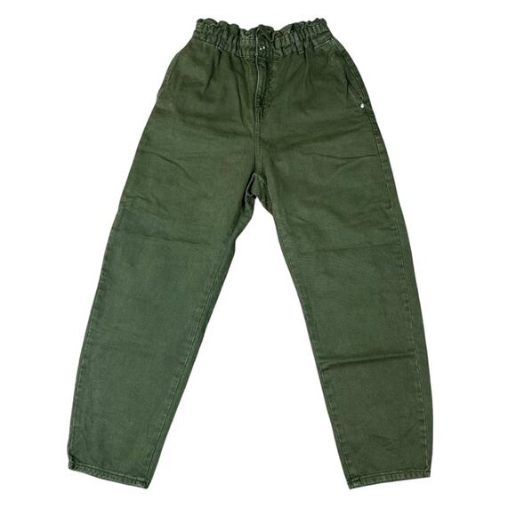 Zara Baggy Fit Paper Bag Carrot Leg Rigid Ankle Jeans High Rise Size 4 NWT - Picture 1 of 4